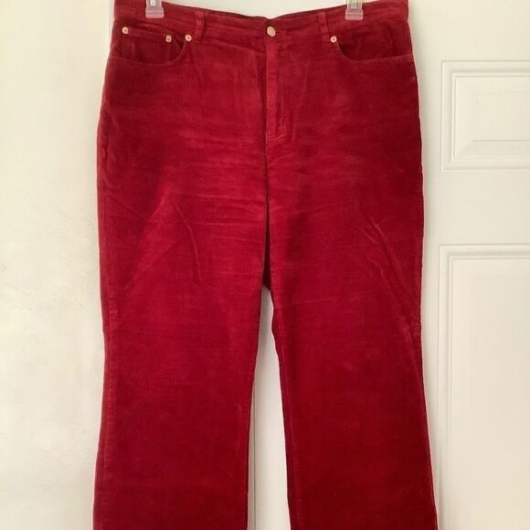 𝅺chaps CORDUROY DEEP RED WOMAN PANTS SIZE US 14​ - Picture 2 of 10